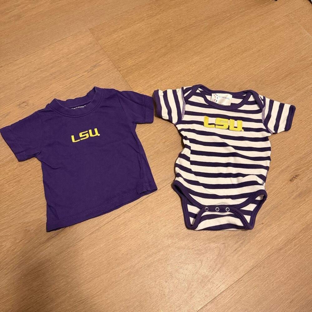 LSU Tigers Baby Boy T-Shirt Bodysuit Bundle One Piece 6-9 Months Lot of 2